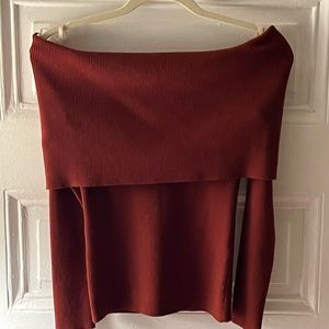 Aritzia Dark Red Bardot Sweater Top